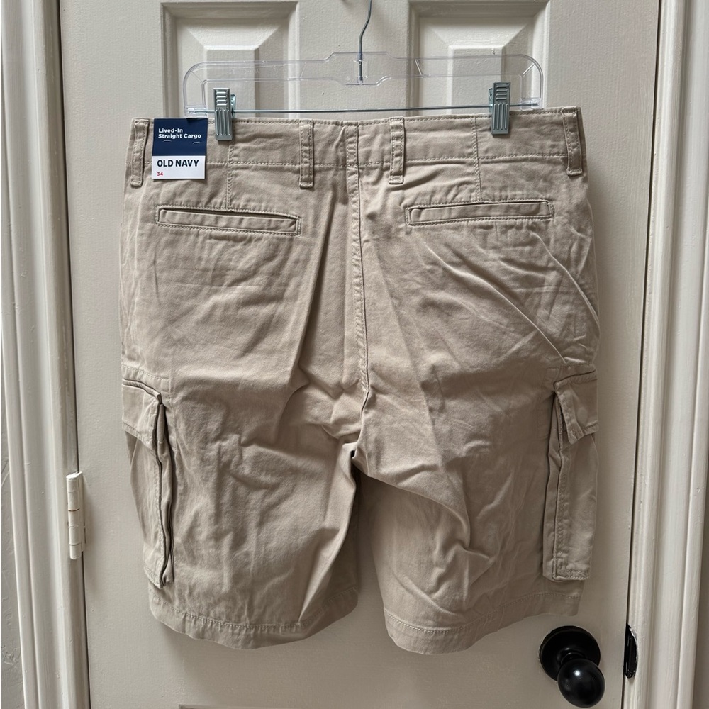 NWT Old Navy Men’s 34 Lived-In Straight Cargo Shorts, A Stone’s Throw - Picture 2 of 8